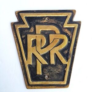 Vtg Pennsylvania Railroad PRR Keystone Cast Brass Logo Wall Plaque Sign Train